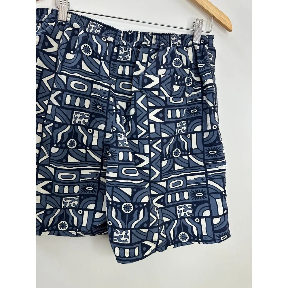 Patagonia Baggies Longs Men's Large New Visions Navy Print Shorts Drawstring - Picture 14 of 16